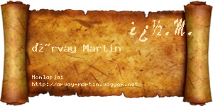 Árvay Martin névjegykártya